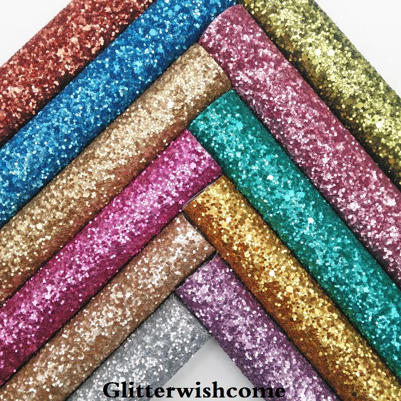 

Glitterwishcome 30X134CM Mini Roll Synthetic Leather, Matt Chunky Glitter Leather, Leather fabric Vinyl for Bows, GM041