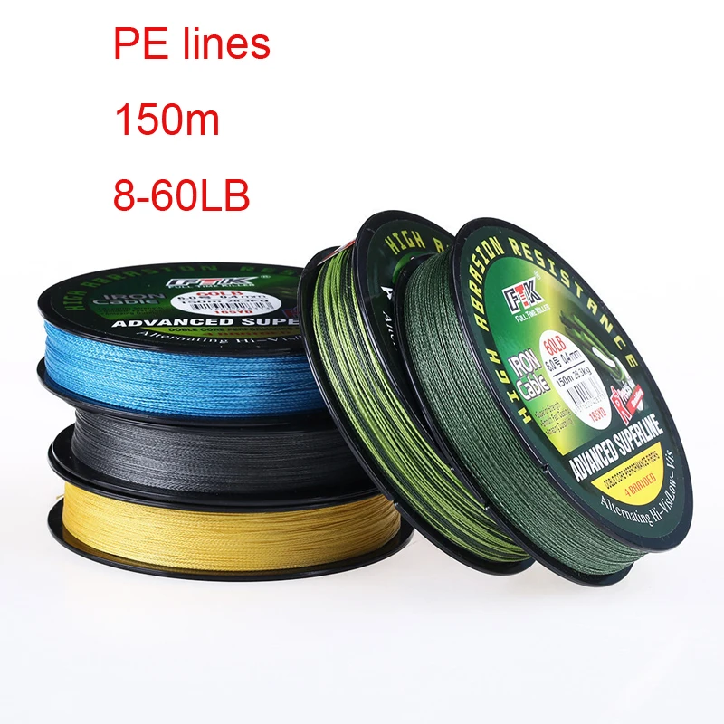 5 colors super strong PE fiber fishing lines 8 60lb 150m faster cutting