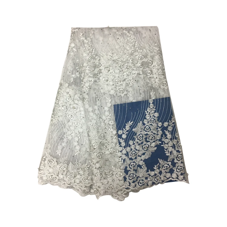 

2018 Nigerian white Lace Fabric High Quality Tulle African Lace Fabric Wedding African French Tulle Lace 5yards/lot