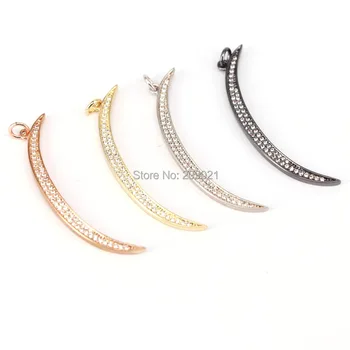 

15Pcs Micro Pave Cubic Zirconia Moon Shape Charms Pendants Jewelry Finding