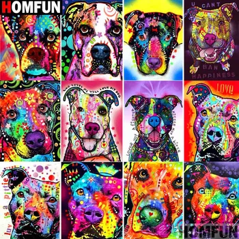 

HOMFUN 5D DIY Diamond Painting Full Square/Round Drill "Color dog" 3D Embroidery Cross Stitch gift Home Decor Gift A13171