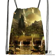 Пользовательские Юрского периода-мир-походная сумка на шнурке милый рюкзак для детей(черная спина) 31x40 см#2018611-2(18