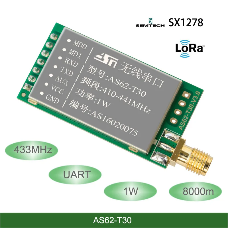 433 мГц SX1278/SX1276 LORA Беспроводной модули FEC 1 Вт 8000-метровое расстояние UART Беспроводной последовательный Порты и разъёмы приемопередатчик