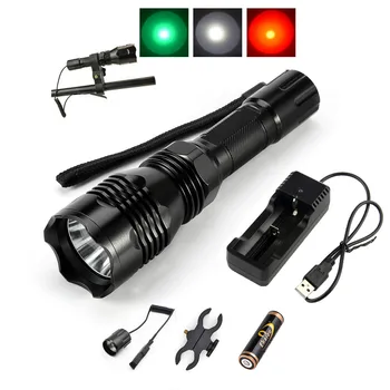 

Waterproof 1000 Lumens Tactical LED Flashlight Red Green White Hunting Light LED Flashlight Lamp Torch for Hunting Fishing