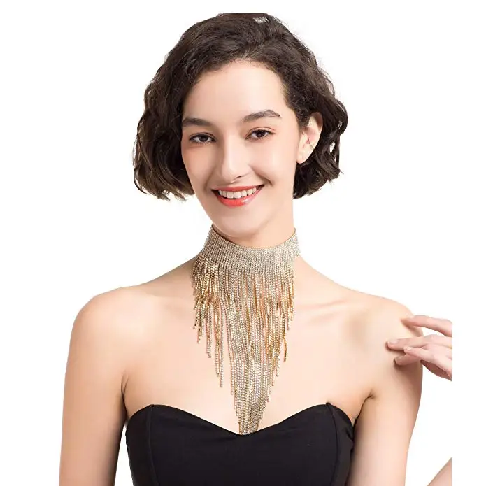  Tassel Collar Statement Necklace for Women Novelty Fashion Jewelry 1 Set with Gift  (3)