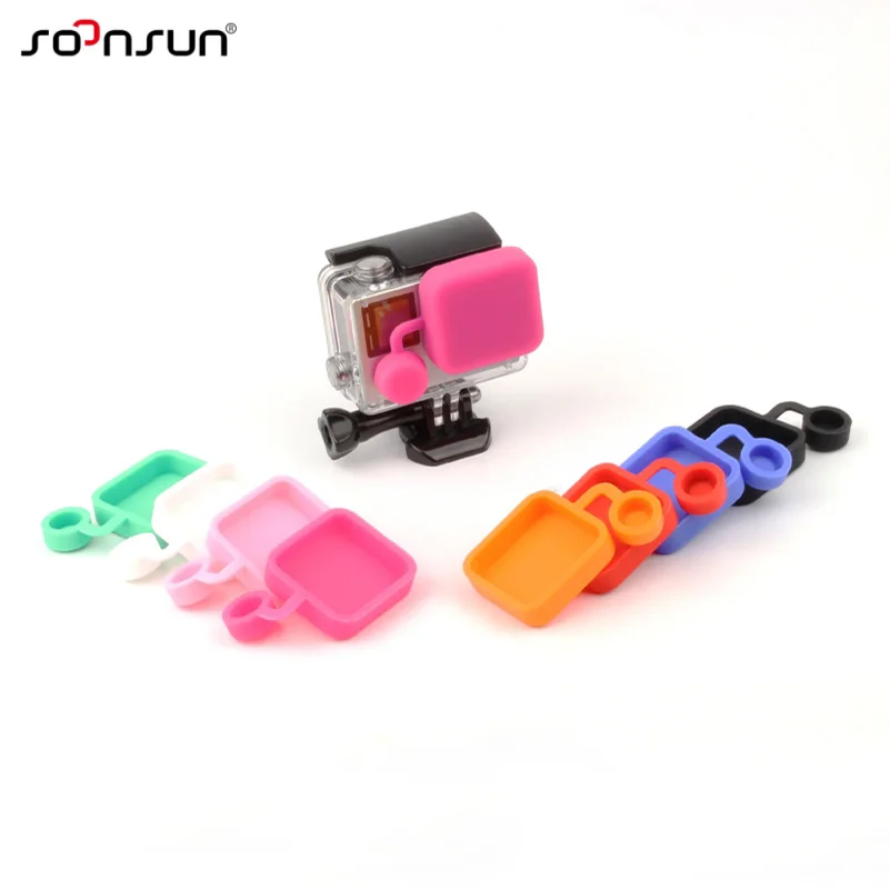 SOONSUN Soft Silicone Rubber Lens Cap Protective Case for GoPro Hero 3+ 4 Standard Waterproof Housing lens Guard | Электроника