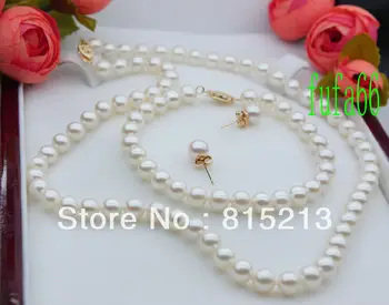 

A5 PERFECT AAA++ 7MM WHITE AKOYA PEARL NECKLACE SET 14KT (B0322)