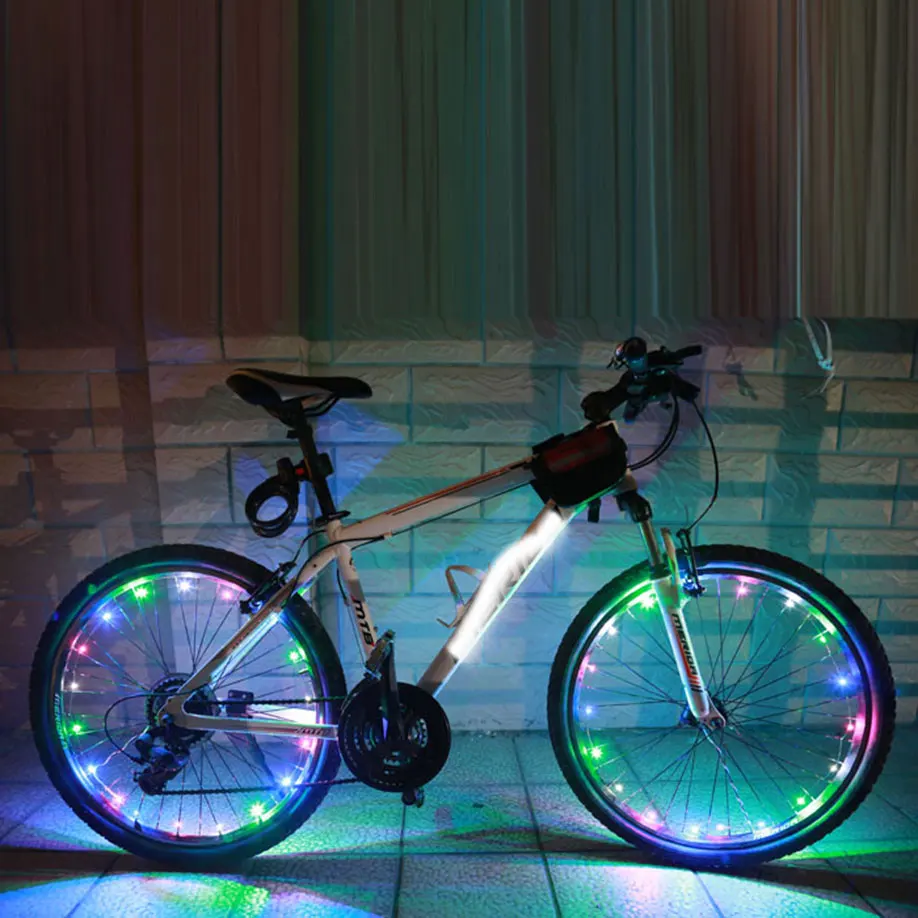 Популярный Стиль 2 м/20 светодиодов для мотоцикла, велоспорта, велосипеда, спица для колеса, светильник-вспышка, велосипедный аксессуар, блестящий велосипедный светильник-вспышка - Цвет: E