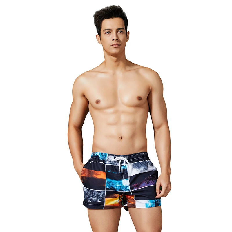 Новые мужские пляжные шорты с фруктовым принтом, шорты для серфинга, быстросохнущие пляжные штаны, брюки, плавки, бермуды, одежда для плавания, шорты - Цвет: Plaid Scenery