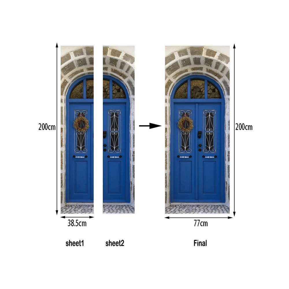 Дропшиппинг мусульманский ИД Мубарак наклейки на двери 3d обои украшения дома ПВХ самоклеющиеся съемные двери Фреска 77 см* 200 см