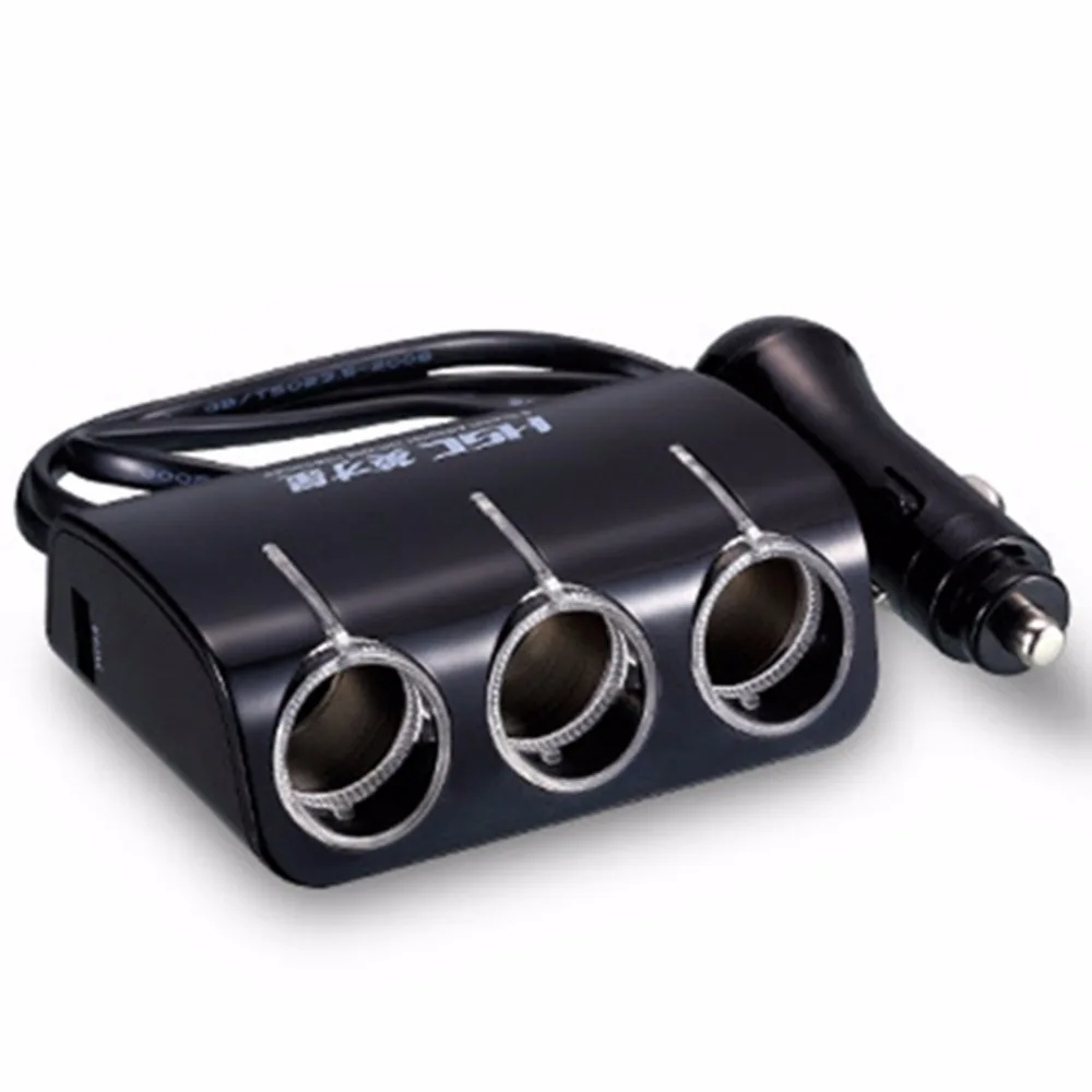 HSC Automobiles 3 Sockets Way Car Styling Cigarette Lighter Splitter Power Adapter Dual 2 USB Car Charger For Iphone For Samsung