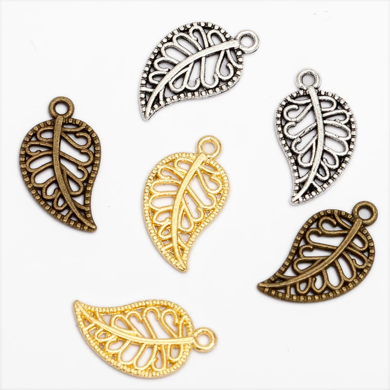 50pcs/lot 9x17mm Metal Tree Leaf Charms DIY Jewelry Findings Accessories Wholesale | Украшения и аксессуары