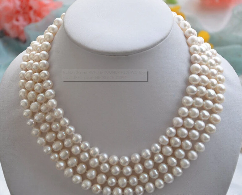 

~~ BJC 00077 WHITE ROUND FRESHWATER CULTURED pearl NECKLACE Discount AAA