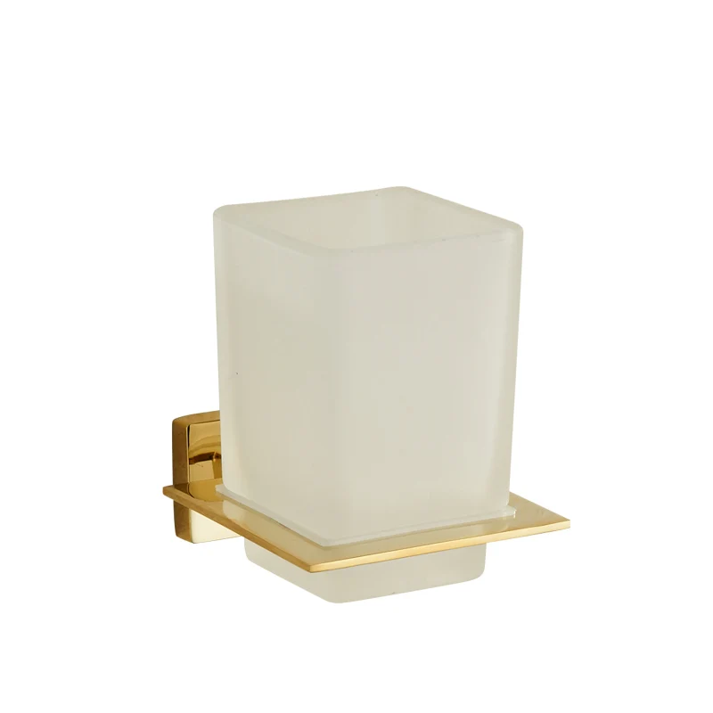 

Simple bathroom stainless steel single cup gilt toothbrush cup toothbrush holder bathroom shelf LO717304