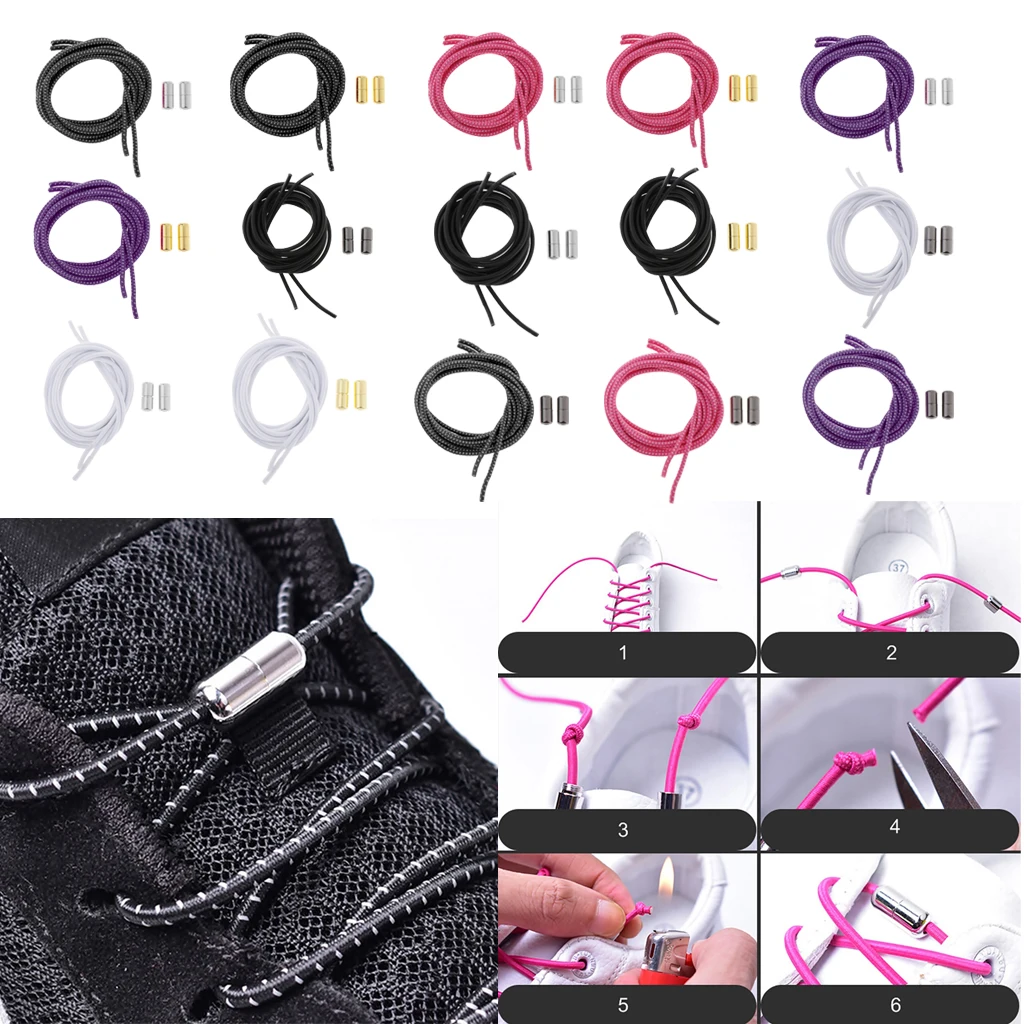 Elastic Shoe Laces 100cm for Kids Adults No Tie Shoelaces with Metal Turnbuckle Rubble  Shoelaces