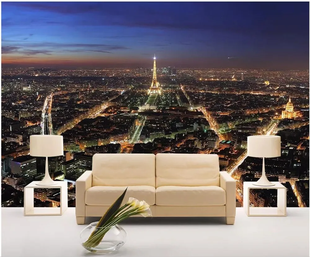 

3d photo wallpaper custom mural Paris Tower night view city architecture scenery home decor living room wallpaper for walls 3 d