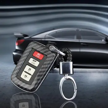 

Car Key Shell Carbon Fiber Chain Fob Case Cover For Toyota RAV4 Camry Highlander Corolla Avalon Key case