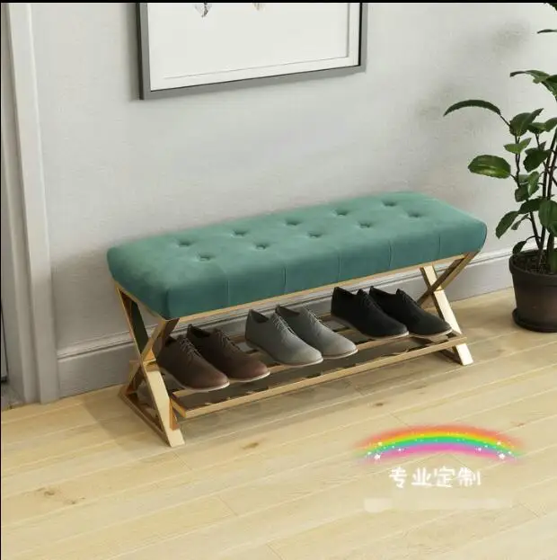 Скандинавские простые железные художественные маленькие диванные туфли для переодевания скамейка кровать современный Конец табурет низкий табурет обувной магазин попробуйте обувь стул