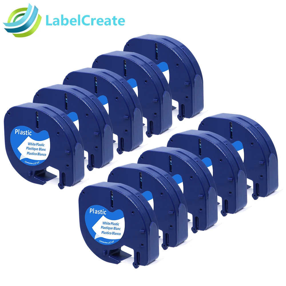 

10 Packs Compatible 91201 DYMO LetraTag Tape 91221 91331 Black on White 12mm Plastic DYMO Label maker DYMO Label Printer 59422