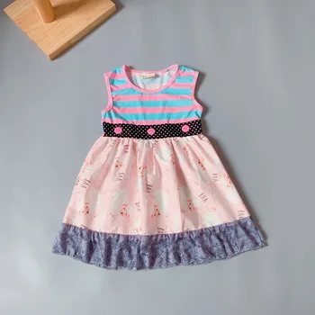 

Spring Pink sheep pattern Style Dress Toddler Infants Children Fashion clothing For Birthday Present kids dresses for girls
