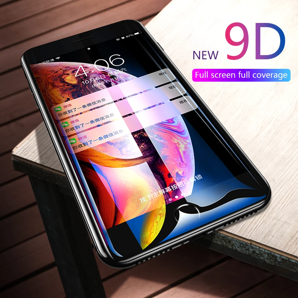 

9D Full Cover Tampered Protective Glass For iphone 7 Plus Screen Protector Glass On For iphone XS Max XR X Glass For iphone 6 6S