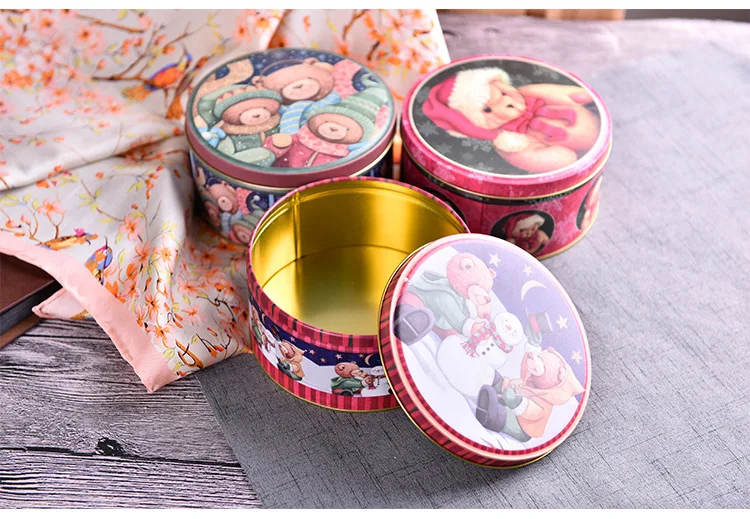 

1PC Cute Cartoon Floral Ferrero Candy Cookies Packaging Box Coin Jewelry Sealed Jar Storage Cans Christmas Iron Box ENL 003