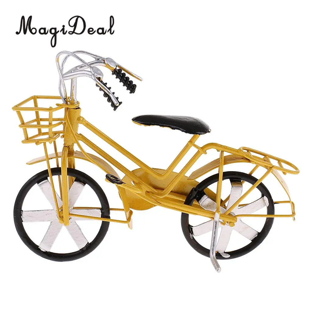 2x Simulation Vinatge Tin Metal Bicycle Bike Model Sculpture Toy for Coffee Bar Decorative
