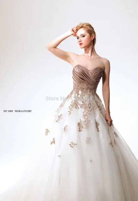 2016 White And Brown Vintage Colorful Wedding Dresses Two Tone 2016 White And Brown Vintage Colorful Wedding Dresses Two Tone Ball Gown Long Liquestulle Sweetheart Bridal