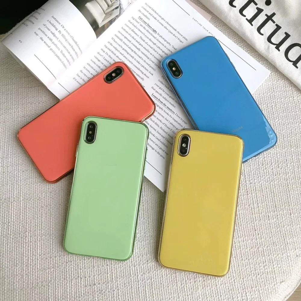 

Luxury Candy Color Phone Case for iPhone 6 7 8 Plus X XS XR XS Max Plating Soft TPU Plating Slim Back Cover Fonda Shell Capa