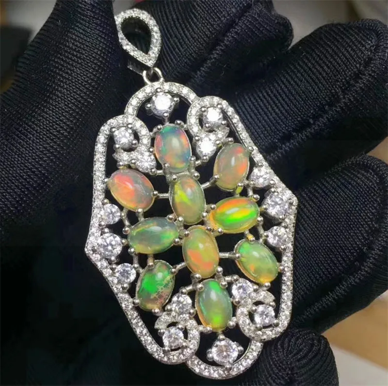 Ожерелье ЛИМОН КУЛОН натуральной cirtrine или opal 925 серебро 0.45ct* 10 шт. драгоценных камней# T18100406 - Цвет камня: natural opal