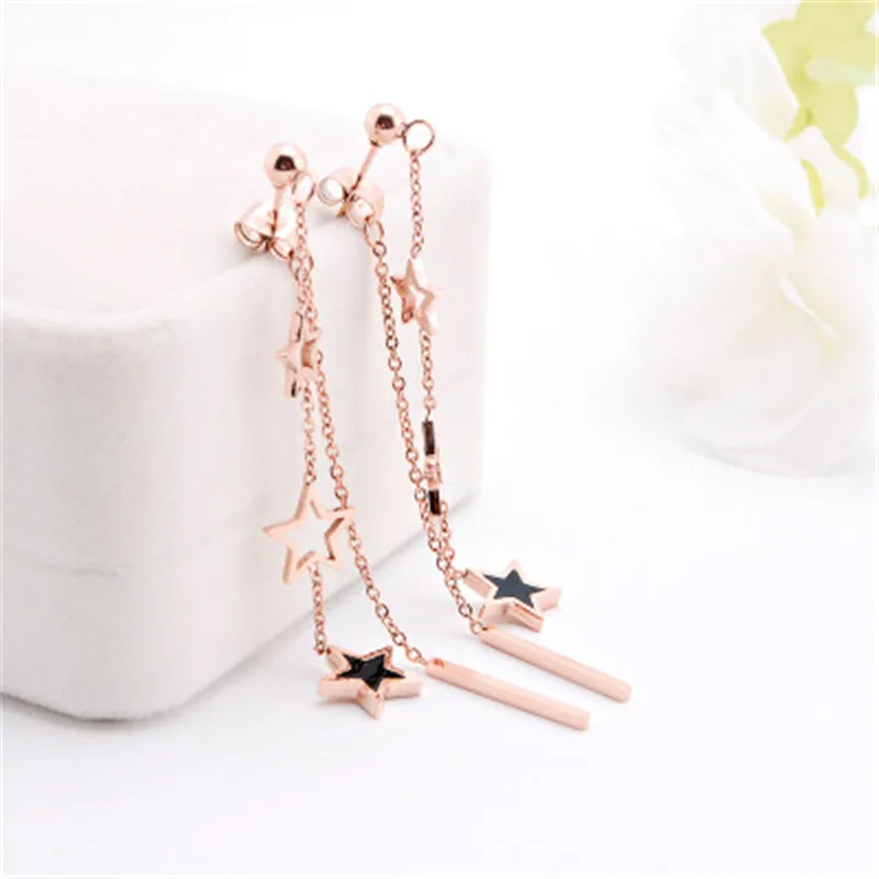 

New ladies temperament tassel long earrings cute models hollow five-pointed star earrings exquisite jewelry earrings S114