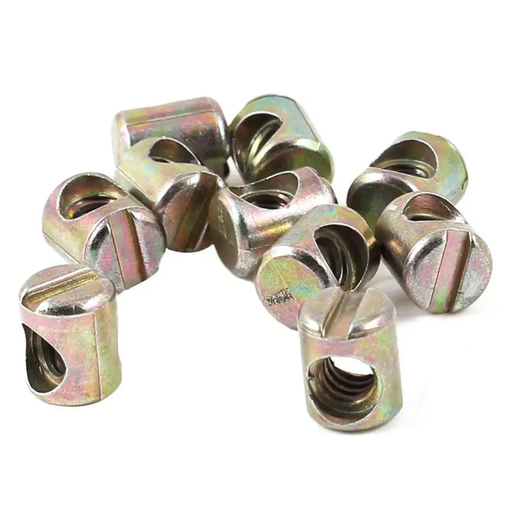 EWS 10 Pcs M5 * 9.5mm Slotted Cross Dowel Barrel Bolt Nuts Bronze Tone