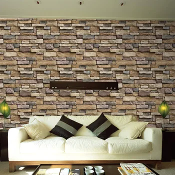 

45*100cm 3D Brick Stone Rustic Wall Paper Self-adhesive Wall Sticker Background Wall Decor Wallpaper Home Water-proof Stickers