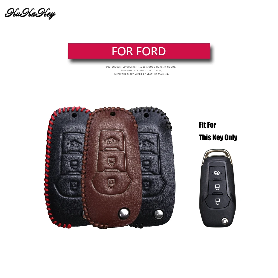 

Genuine Leather Flip Folding Car Key Case Cover For Ford Focus 2 3 Fiesta Transit Ecosport Mondeo Kuga S-MAX EDGE Key Bag Shell