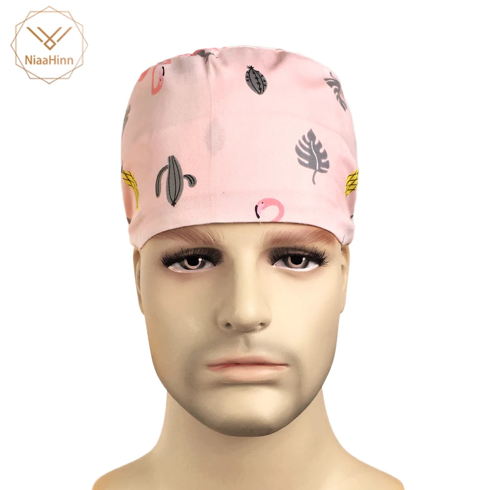 

Women Surgical Caps Doctor Nurse Medical Cap Woman Beautician Cap Printing Cotton Dome Scrub Hat Surgical Caps for Doctor Nurse