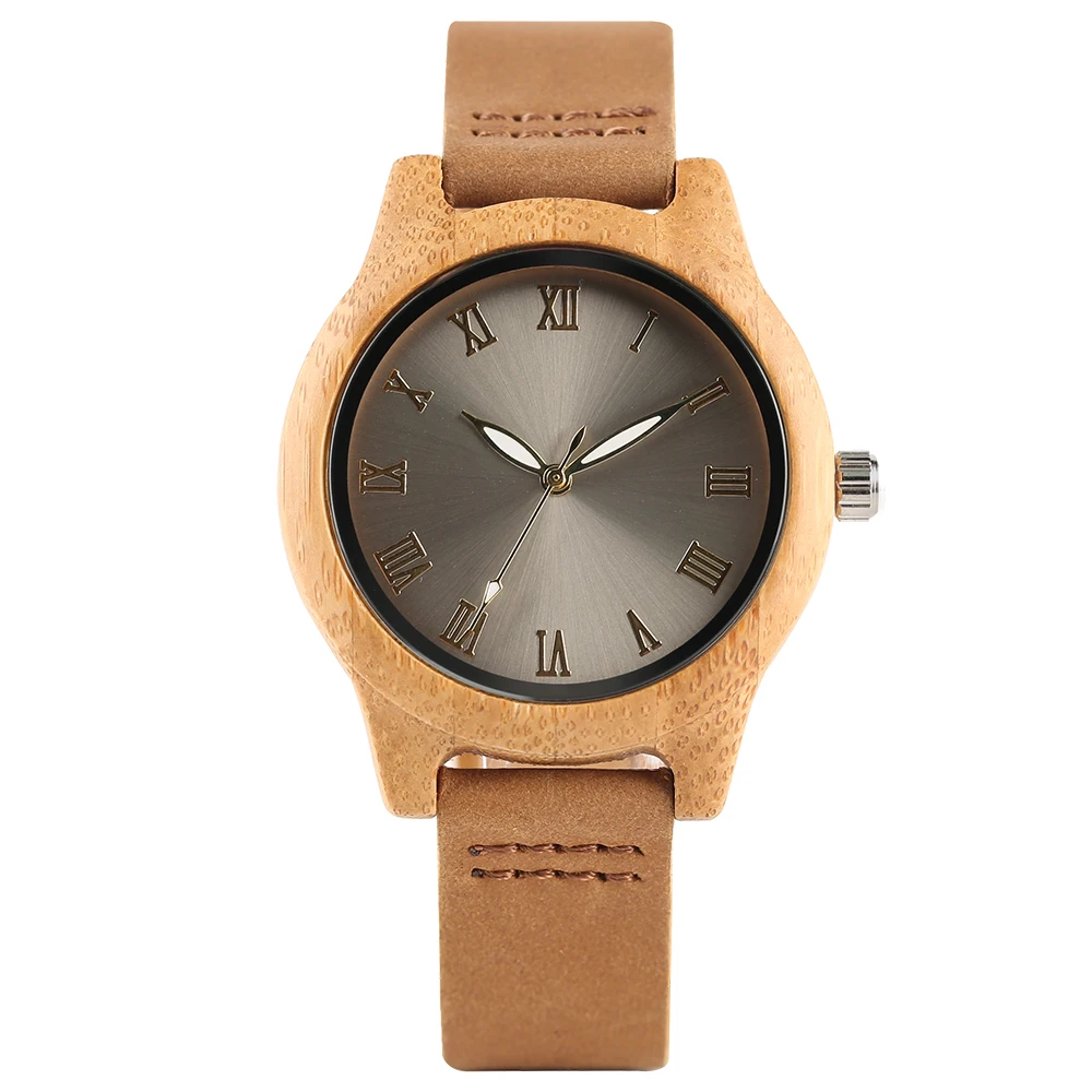 

YISUYA Sunshine Face Bamboo Wooden Wrist Watch Women Fresh Dress Nature Wood Quartz Ladies Clock Bangle Timber Watches Relogio