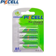 4Pcs 1Card PKCELL NIMH AA Rechargeable Battery aa 2200mAh 1.2V Low Self Discharging Batteries For Camera Toys Toothbrush