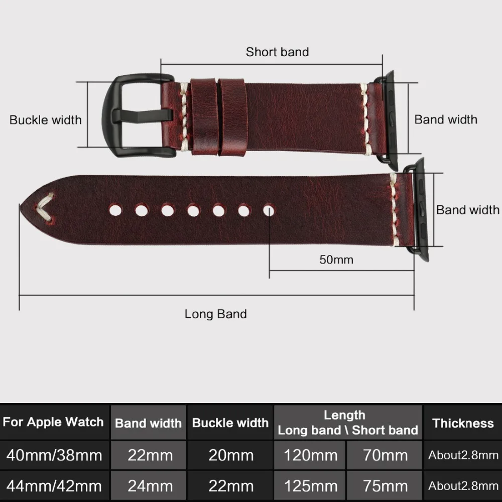 Ремешок сменный из натуральной кожи для Apple Watch 38/42 мм|Ремешки часов| |