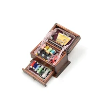 Cute 1pcs 1 12 Vintage Sewing Needlework Needle Kit Box Dollhouse Miniature Decor Kids Gift for