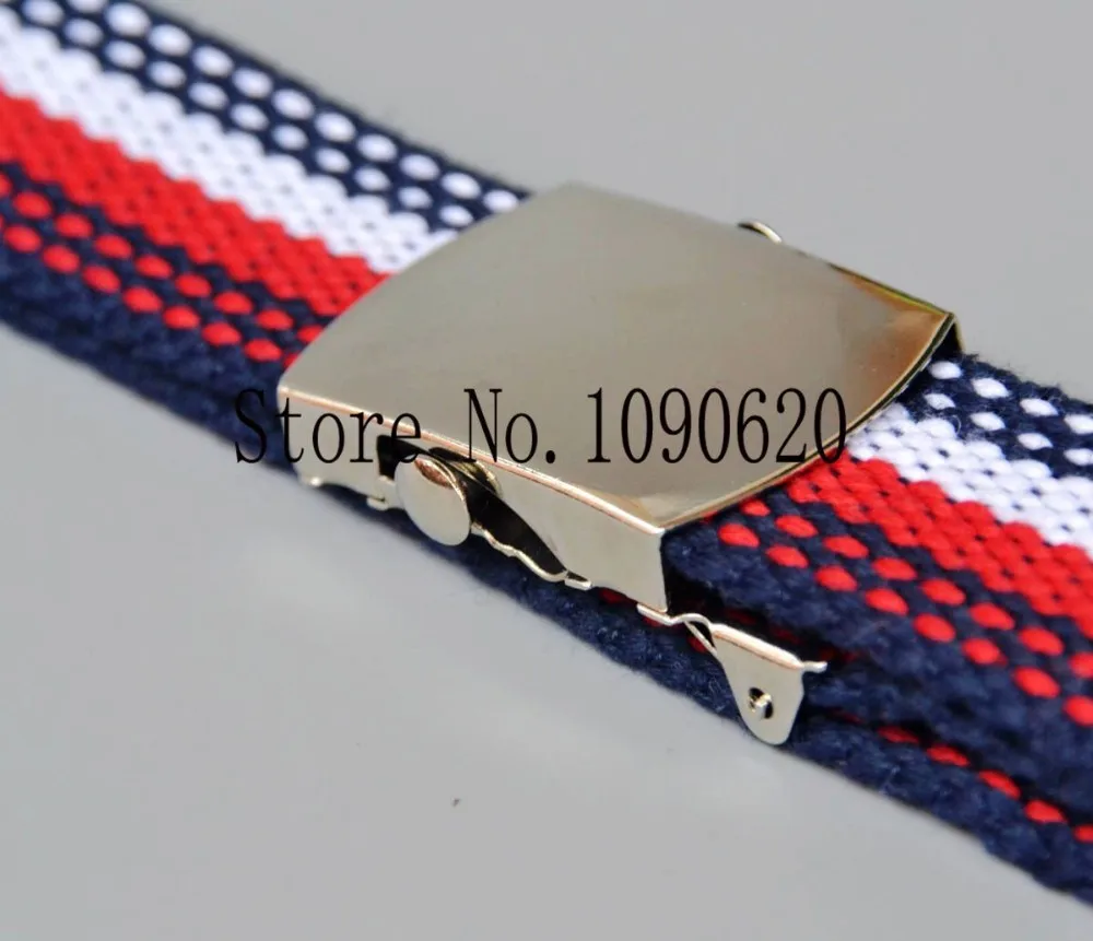 DKBLINGS Children belt boy striped canvas belt with shiny buckle flexiable length toddlers stripe 85x3.0cm