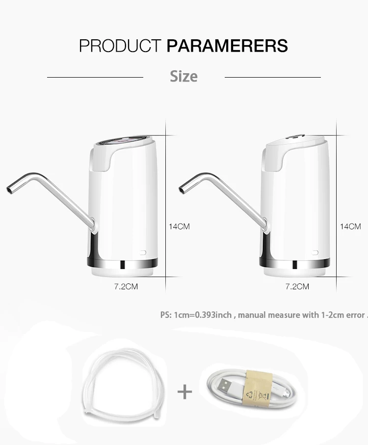 Насос для бутыля с водой USB дозатор воды переносной электрический насос для питьевой воды бесшумный дизайн-подходит для бутылок на 2-5 галлонов