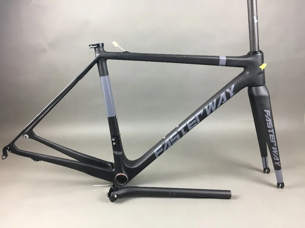 Best classic design FASTERWAY PRO full black with no logo carbon road bike frameset:carbon Frame+Seatpost+Fork+Clamp+Headset,free ems 126