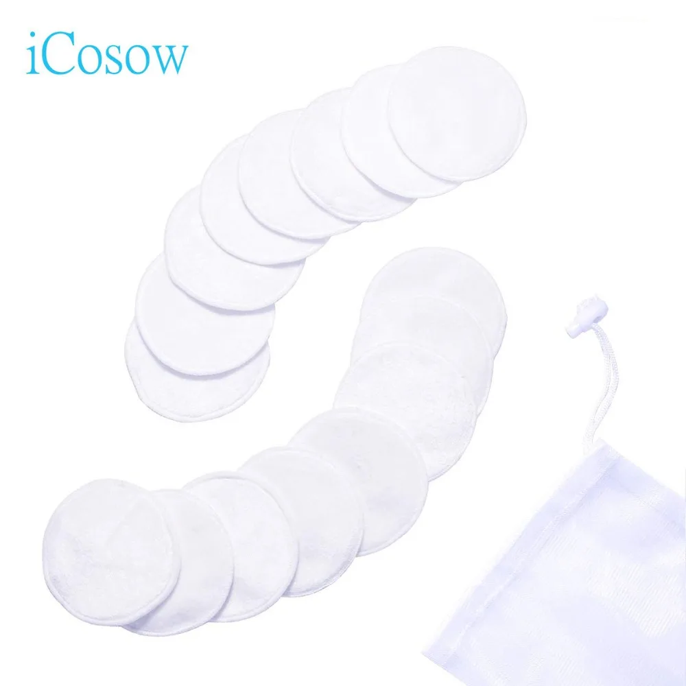 

iCosow 500pcs Reusable Cotton Pads Make up Facial Remover Wipe Pads Nail Art Cleaning Pads Washable
