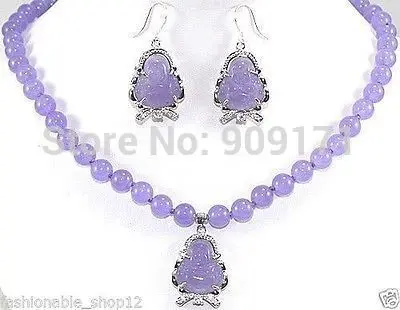 

Free Shipping>>1set Amazing!10mm Purple Alexandrite Round Necklace Earring AAA 18