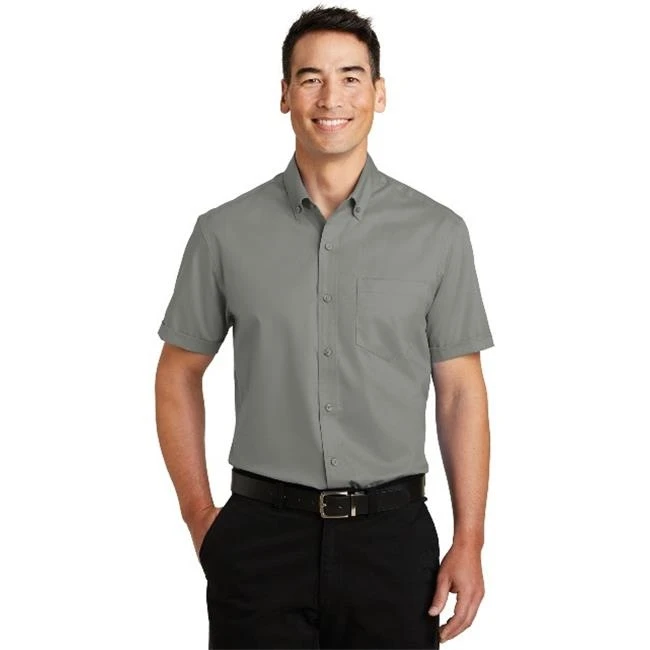 Port Authority S664 Short Sleeve Super Pro Twill Shirt Monument Grey - Extra Small