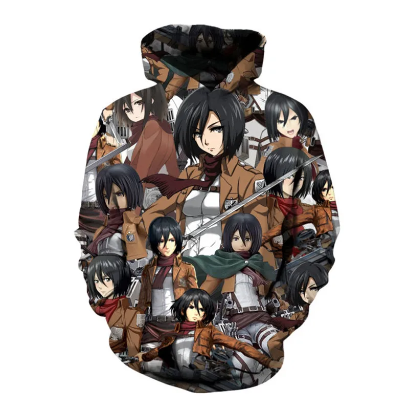 SOSHIRL Attack on Titan Hoodie Cool Japan Anime Pullover Funny Comic 3D