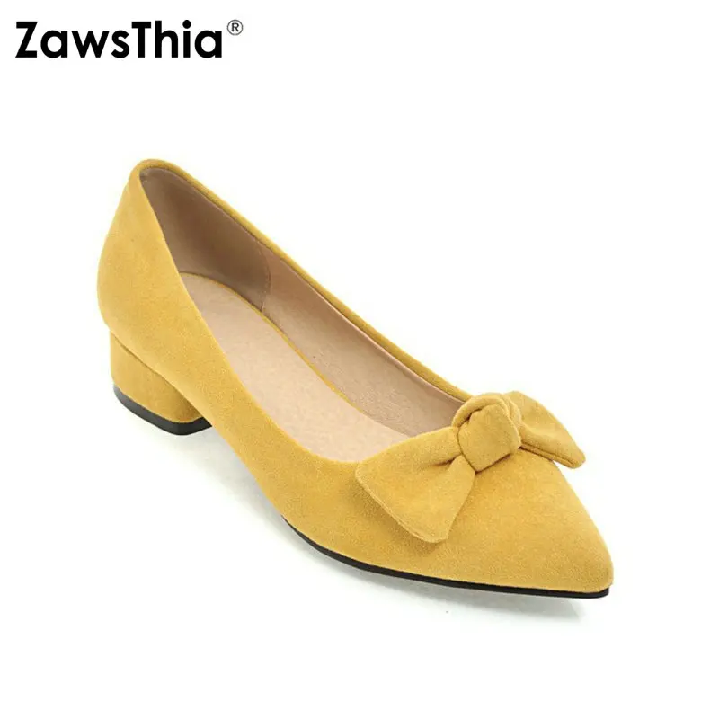 

ZawsThia 2019 spring summer yellow point toe casual woman flats shoes ladies loafers slip-on singles shoes for women big size 43