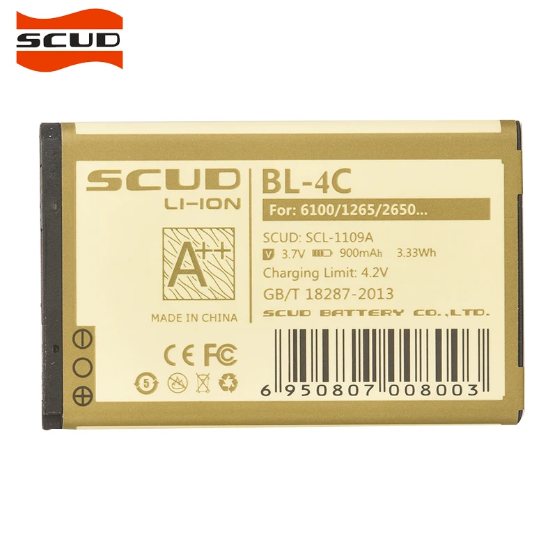 SCUD BL 4C аккумулятор для телефона Nokia 6100 6300 6125 6136S 6170 6260 6301 7705 7200 BL4C 900 мАч|battery for|battery for