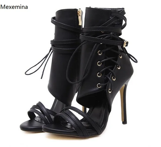 Women Sandals Summer Gladiator Sandals Woman Shoes Lace Up Ankle Strap High Heels Party Shoes 35-43