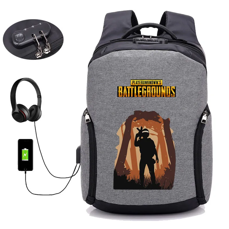 Игровой PUBG плеер unknown's battlegrounds рюкзак usb зарядка Студенческая книжная сумка подростковый ноутбук Противоугонный Рюкзак 16 стиль